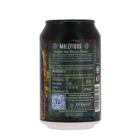 Bière canette Maléfique Rhum Finish Brewmaker Amber Ale 33cl 8%
