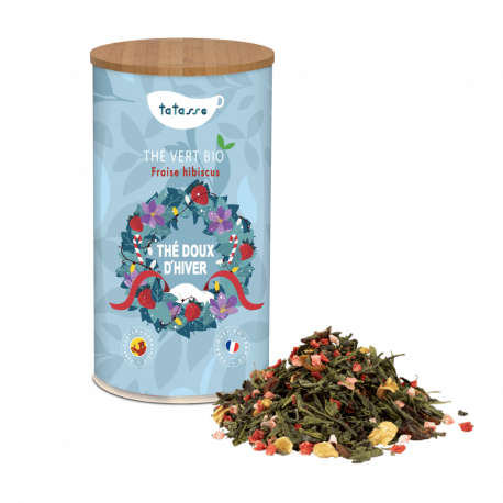 Thé vert bio Fraise Hibiscus - Thé d'Houx d'Hiver - Tatasse