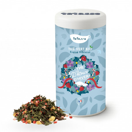 Thé vert bio Fraise Hibiscus - Thé d'Houx d'Hiver - Tatasse