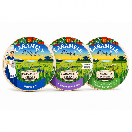 Caramels d'Isigny lot découverte Boite Camembert 150g par 3
