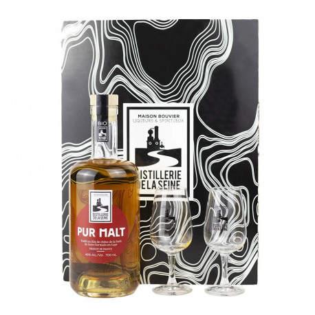 Coffret Pur Malt avec 2 verres dégustation Distillerie de la Seine 70cl 46%