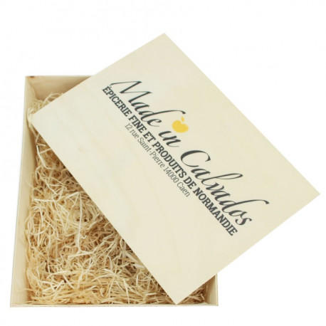 Coffret cadeau en bois avec de la paille à garnir