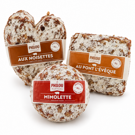 Lot de 3 saucissons secs Le philou normand 3x220g