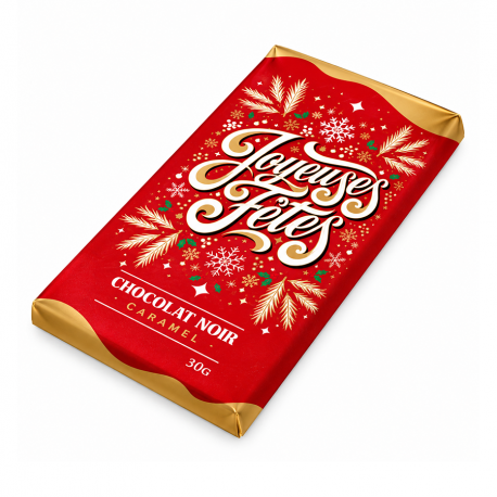 Tablette chocolat noir caramel "joyeuses fêtes de fin d'année" 30g
