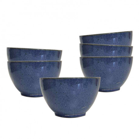 Lot de 6 bolées bleues en grès 200ml Poterie Turgis