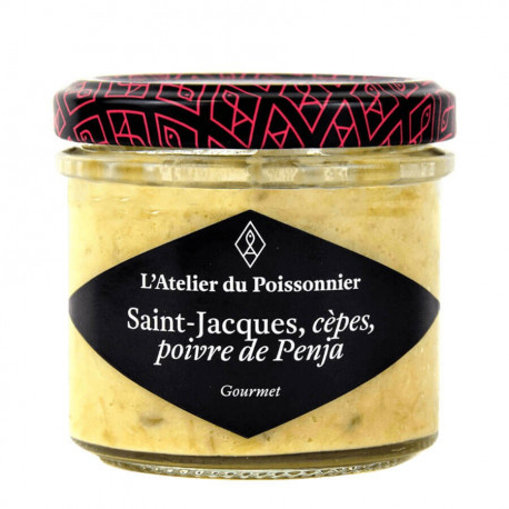 Rillettes de st-Jacques, cèpes et poivre de Penja 90g - Atelier du poissonnier