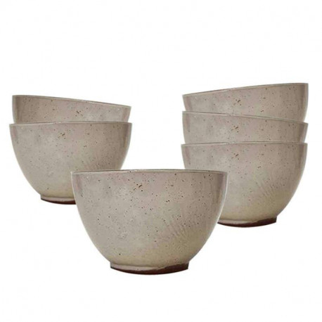 Service à cidre en grès blanc Poterie Turgis (6 bolées + 1 broc)