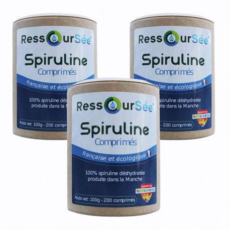 Spiruline en comprimé 3x100g - Cure de 3 mois - RessourSée
