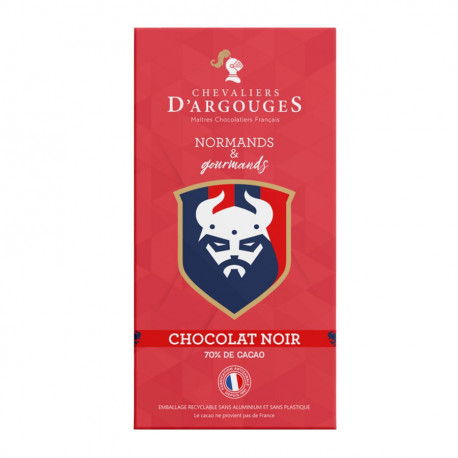Tablette Stade Malherbe de Caen au chocolat noir 70% 100g Chevalier d'Argouges