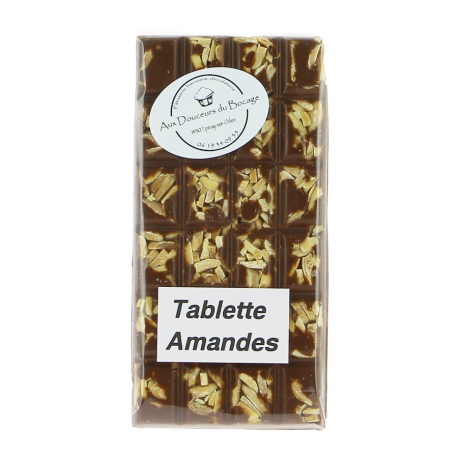 Tablette de chocolat au lait et amandes 100g Aux Douceurs du Bocage