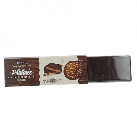 Tablette pralinée chocolat noir 100g Gourm'handi'ses