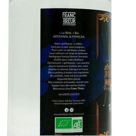 Vodka La Bête Franc-Tireur 70cl 43%
