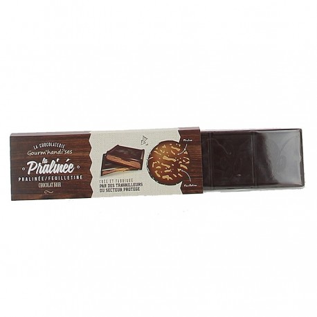 Tablette pralinée chocolat noir 100g Gourm'handi'ses