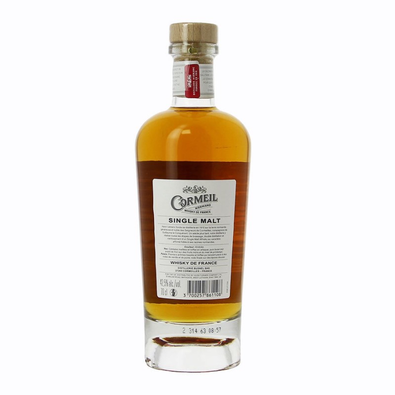 Whisky single malt Cormeil 70cl - Distillerie Busnel - Henri leblanc