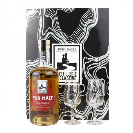 Coffret Pur Malt avec 2 verres dégustation Distillerie de la Seine