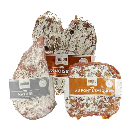 Lot de 3 saucissons secs Le philou normand 3x220g