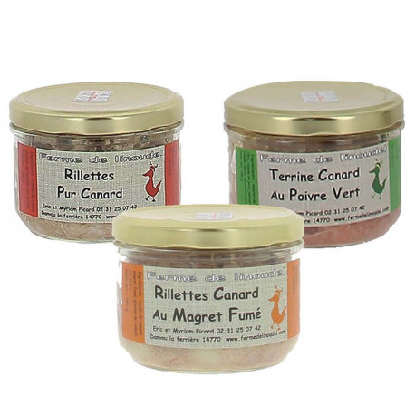 Assortiment de rillettes et de terrines de viande 3x180g Linoudel