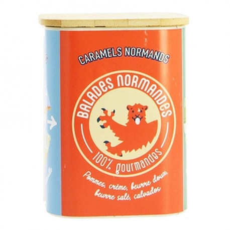 Assortiments de caramels boites métal 4 faces Balades normandes 200g