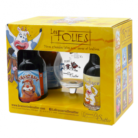 Coffret découverte Bières Les folies + 1 verre 4x33cl