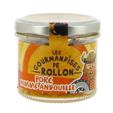 Porc, pomme et andouille Gourmandises de Rollon 100g