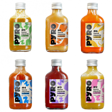 Pack de 6 sauces piquantes 6x10cl Pyro