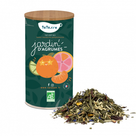 Thé vert bio Orange sanguine, Grenade et Mandarine - Jardin d'Agrumes - Tatasse