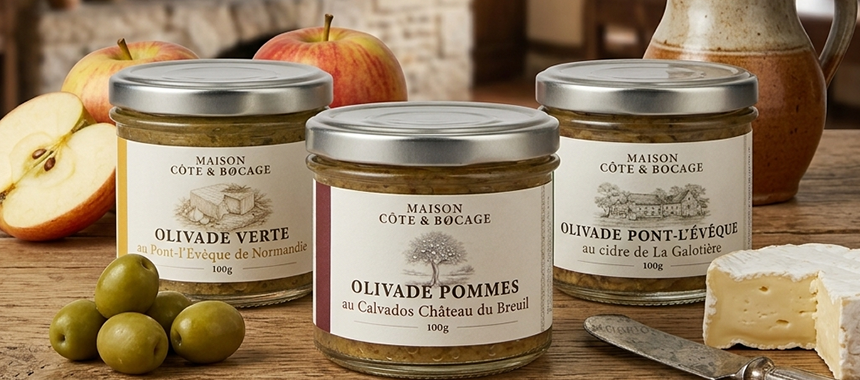 Lot de 3 olivades Calvados, Pont-l’Évêque et Cidre
