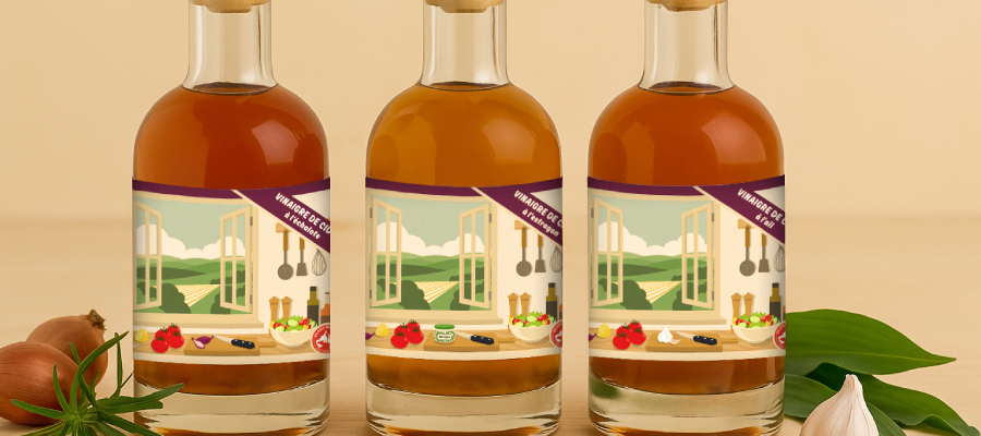 Trio vinaigres de cidre bio Ail des ours, Estragon et Échalote Balades Normandes