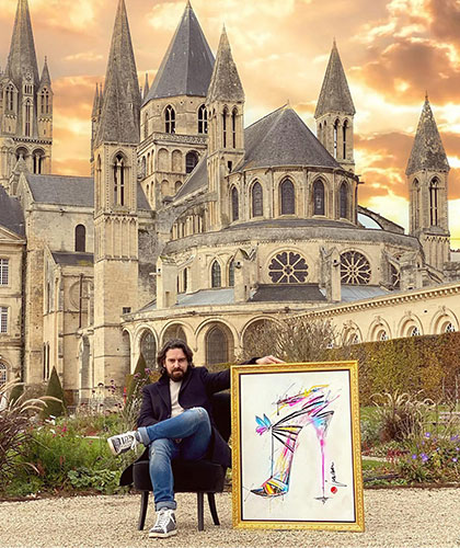 Arnaud Journou et son tableau à Caen